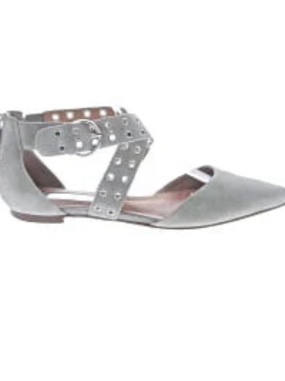 Halogen Silver Pointed D'Orsay Flat with Studded Cross Strap